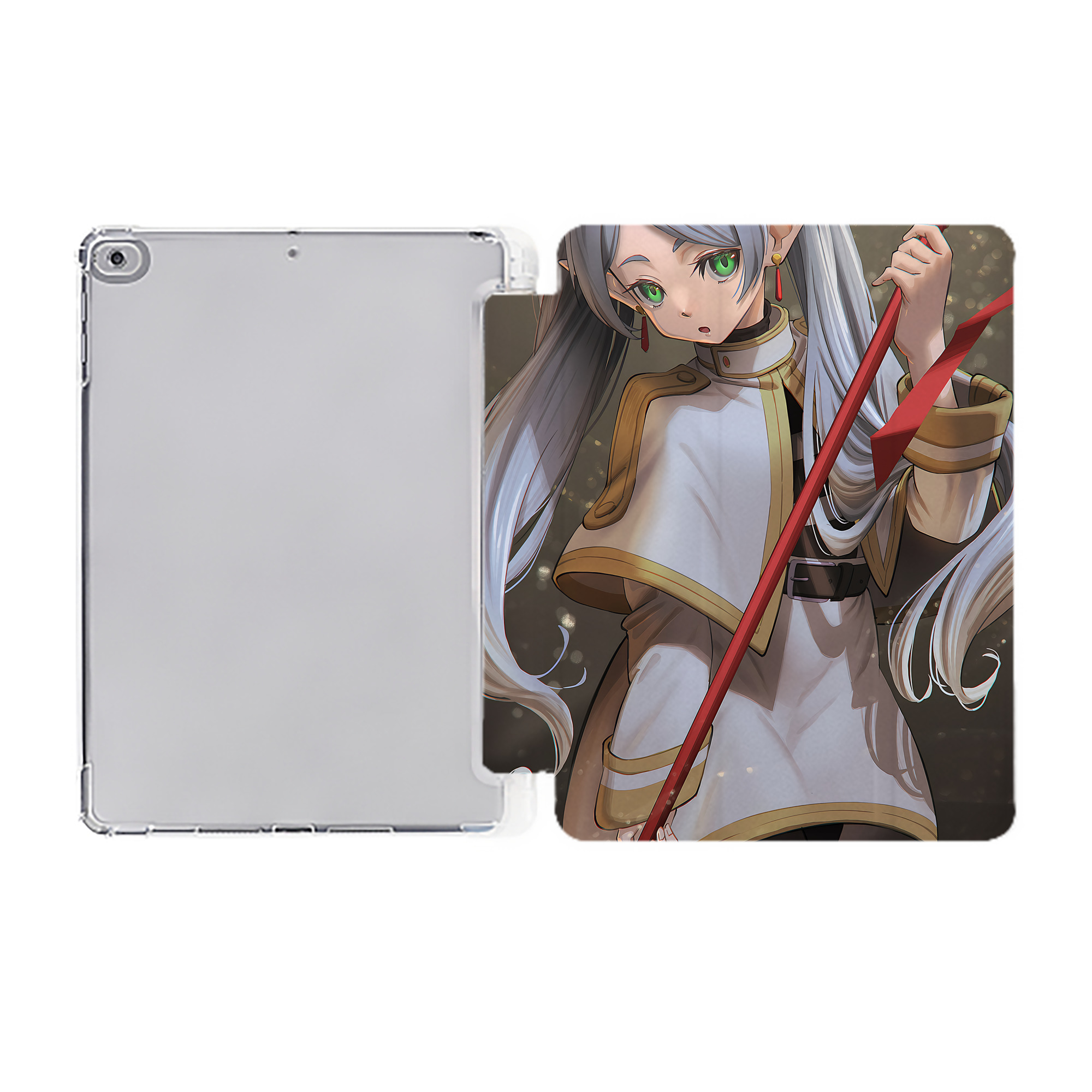 （画像用） 葬送のフリーレン Frieren IPad ケース ペン収納付き 三つ折りスタンド PUレザー×シリコン 対応機種9.5/10.5/10.9インチ